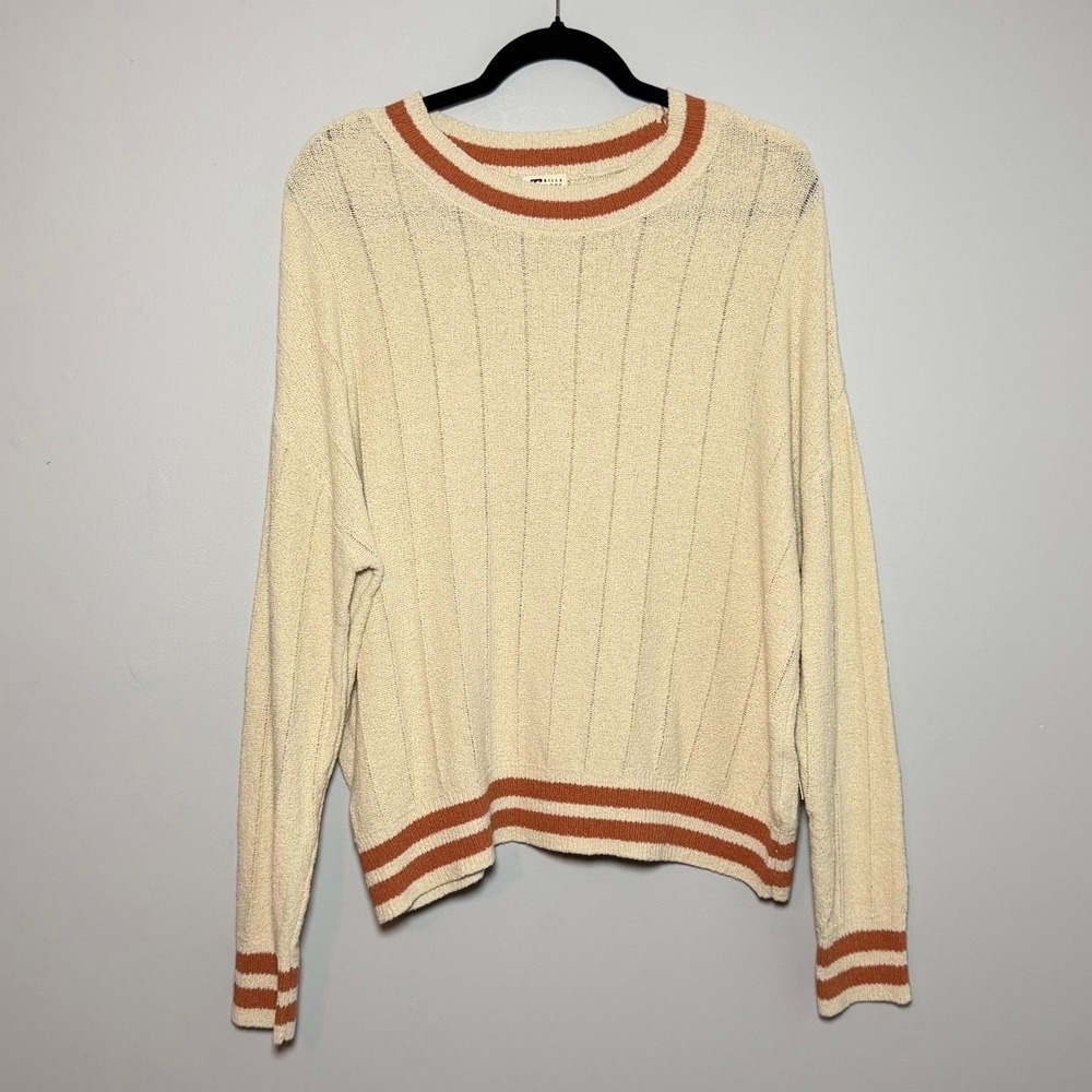 Billabong Classic Days Oversized Open Weave Sweater Whitecap Cream M NWT